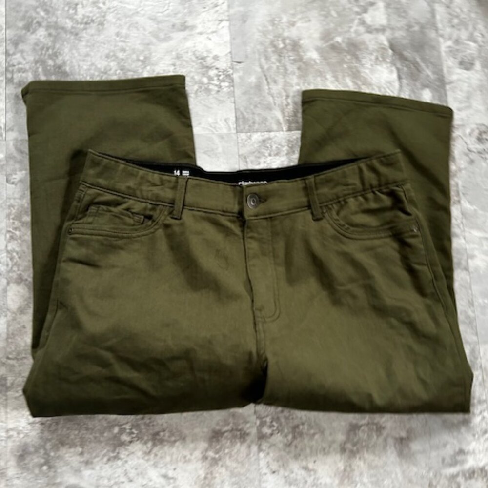 size 14 womens pants stretch fourteen capris crop crops  green stretch fourteen